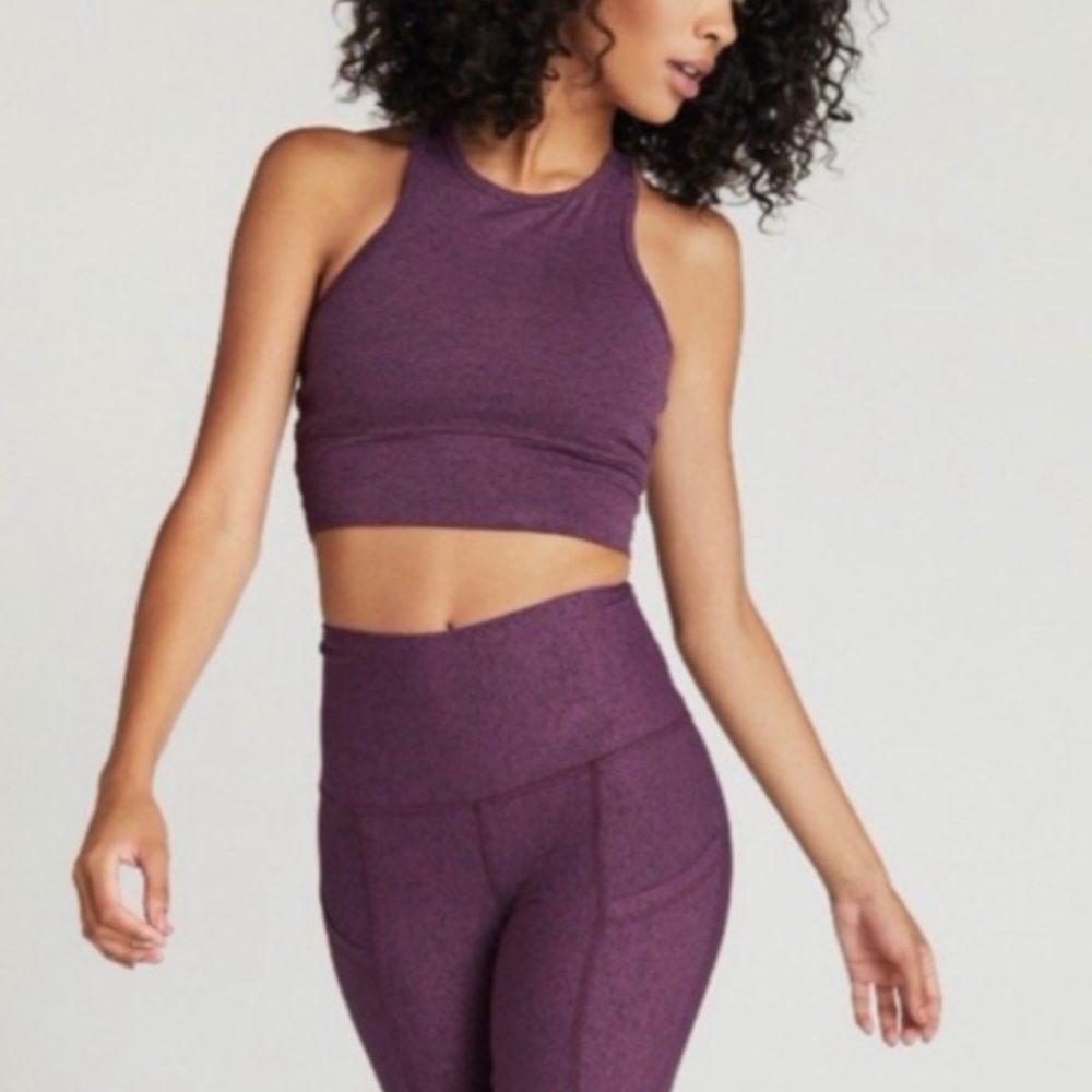Strut This Bowie Crop Top in Speckled Plum OS